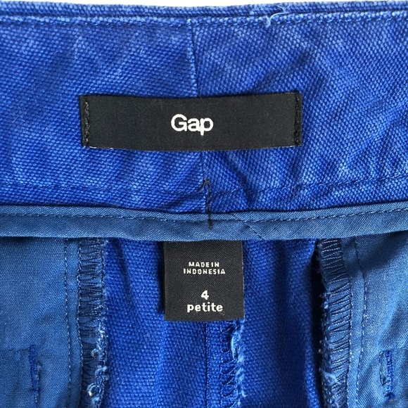 GAP Shorts Solid Canvas Cotton Royal Blue 4 Petite - Picture 3 of 9